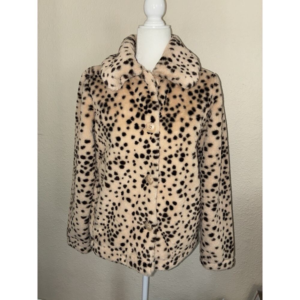 Z Supply Faux Fur Womens Jacket Small Beige Spotted Animal Print Soft
